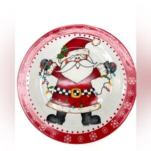 Festive Santa Holiday Plate - Red and White